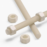 2x barre filettate in nylon PA66 naturale M12 x 300 mm + 4 dadi