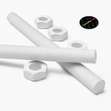 2x White Polypropylene (PP) M16 x 300 mm Threaded Rods, Studding + 4 Nuts