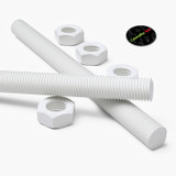 2x White Polypropylene (PP) M16 x 300 mm Threaded Rods, Studding + 4 Nuts