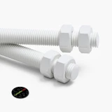 2x White Polypropylene (PP) M16 x 300 mm Threaded Rods, Studding + 4 Nuts