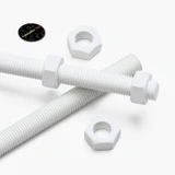2x White Polypropylene (PP) M16 x 300 mm Threaded Rods, Studding + 4 Nuts