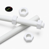2x barre filettate in polipropilene bianco M16 x 300 mm + 4 dadi