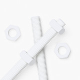 2x barre filettate in polipropilene bianco M16 x 300 mm + 4 dadi