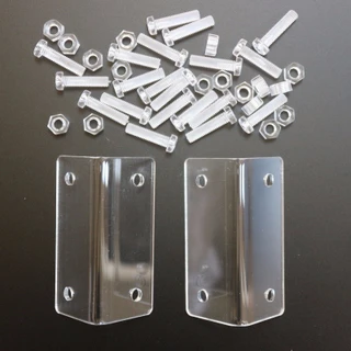 2x staffe a L, acrilico trasparente 2,5 mm + 8 bulloni M5