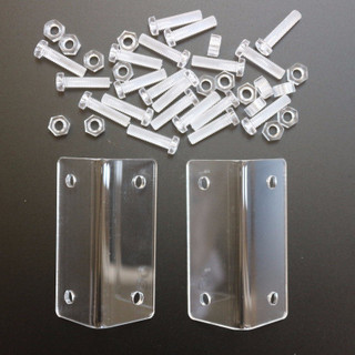 2x staffe a L, acrilico trasparente 2,5 mm + 8 bulloni M5