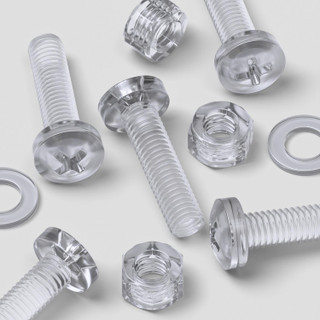 60x Clear Acrylic Pan Head Plastic Screws & Bolts M5 x 20 mm, Nuts & Washers