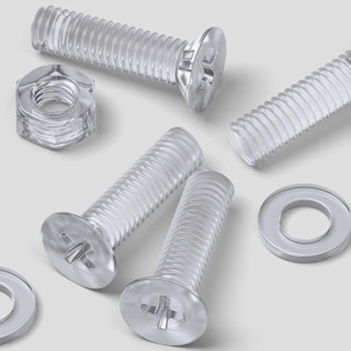 50x Clear Acrylic Countersunk Screws & Bolts M6 x 20 mm, Nuts & Washers