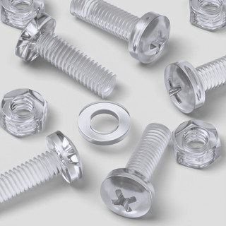 60x Clear Acrylic Pan Head Plastic Screws & Bolts M6 x 20 mm, Nuts & Washers