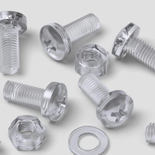 30x Clear Acrylic Pan Head Plastic Screws & Bolts M8 x 20 mm, Nuts & Washers