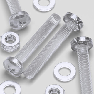 60x Clear Acrylic Pan Head Plastic Screws & Bolts M6 x 40 mm, Nuts & Washers