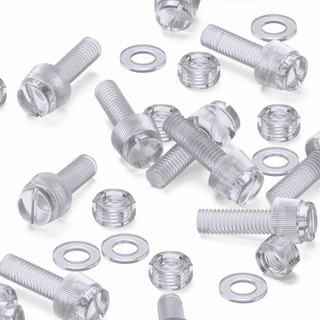 20x viti acriliche trasparenti zigrinate a taglio M5 x 16mm dadi e rondelle
