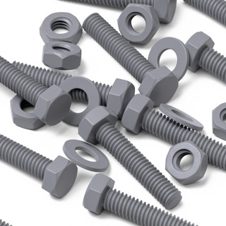 50x viti esagonali grigie in PVC M4 x 20 mm, dadi e rondelle