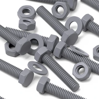 50x Grey PVC Hex Head Plastic Screws & Bolts M4 x 20 mm, Nuts & Washers