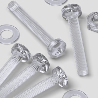 60x Clear Acrylic Pan Head Plastic Screws & Bolts M3 x 20 mm, Nuts & Washers