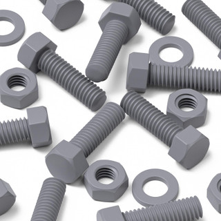 50x viti esagonali grigie in PVC M6 x 20 mm, dadi e rondelle