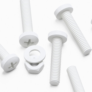 50x White PP Pan Head Plastic Screws & Bolts M4 x 20 mm, Nuts & Washers