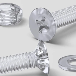 50x Clear Acrylic Countersunk Screws & Bolts M4 x 20 mm, Nuts & Washers