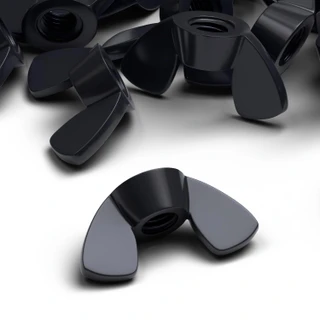 20x Black Nylon Plastic Butterfly Wing Nuts M8, Thumb Nuts