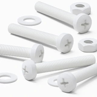 20x White PP Pan Head Plastic Screws & Bolts M3 x 20 mm, Nuts & Washers