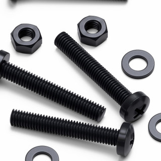 20x Black PP Pan Head Plastic Screws & Bolts M6 x 40 mm, Nuts & Washers