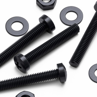 20x Black PP Pan Head Plastic Screws & Bolts M3 x 20 mm, Nuts & Washers