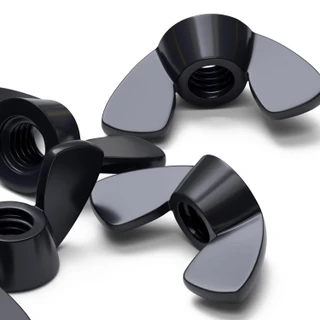 20x Black Nylon Plastic Butterfly Wing Nuts M6, Thumb Nuts