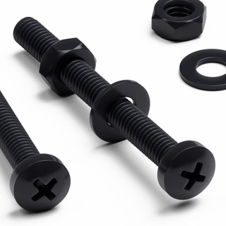 20x Black PP Pan Head Plastic Screws & Bolts M4 x 40 mm, Nuts & Washers