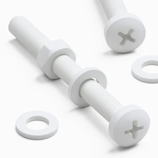 20x White PP Pan Head Plastic Screws & Bolts M6 x 60 mm, Nuts & Washers