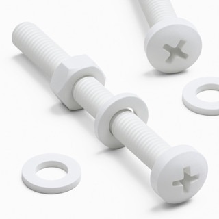 20x White PP Pan Head Plastic Screws & Bolts M6 x 60 mm, Nuts & Washers