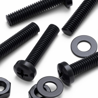 20x Black PP Pan Head Plastic Screws & Bolts M4 x 20 mm, Nuts & Washers