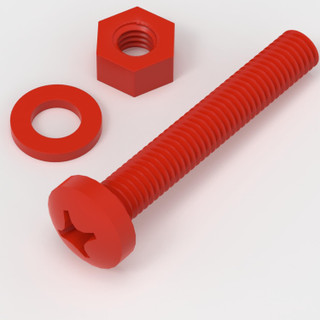 20x Red PP Pan Head Cross Plastic Screws & Bolts M6 x 40 mm, Nuts & Washers