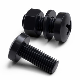 20x Black PP Pan Head Plastic Screws & Bolts M8 x 20 mm, Nuts & Washers