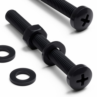 20x Black PP Pan Head Plastic Screws & Bolts M6 x 60 mm, Nuts & Washers