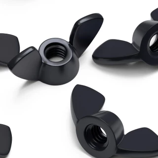 20x Black Nylon Plastic Butterfly Wing Nuts M4, Thumb Nuts