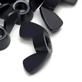 20x Black Nylon Plastic Butterfly Wing Nuts M5, Thumb Nuts