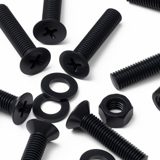 20x Black PP Countersunk Plastic Screws & Bolts M5 x 20 mm, Nuts & Washers