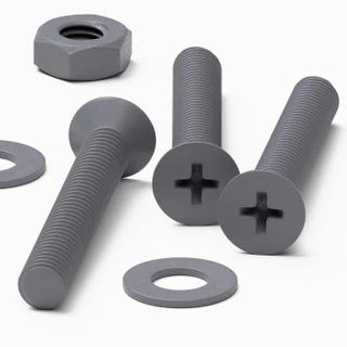 20x Grey PP Countersunk Plastic Screws & Bolts M3 x 20 mm, Nuts & Washers
