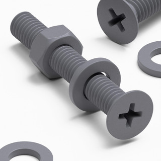 20x Grey PP Countersunk Plastic Screws & Bolts M6 x 40 mm, Nuts & Washers
