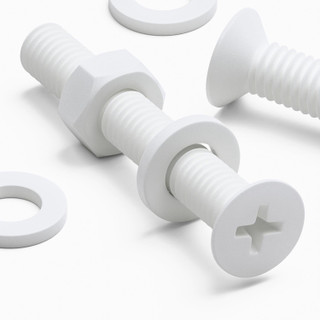 20x White PP Countersunk Plastic Screws & Bolts M6 x 40 mm, Nuts & Washers