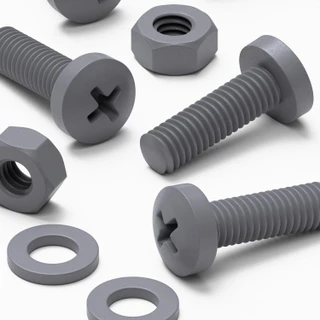 20x Grey PP Pan Head Cross Plastic Screws & Bolts M6 x 20 mm, Nuts & Washers