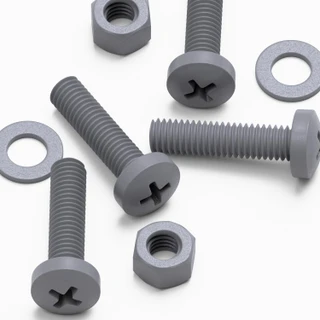 20x Grey PP Pan Head Cross Plastic Screws & Bolts M5 x 20 mm, Nuts & Washers