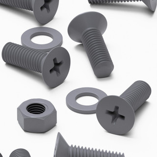 20x viti svasate in plastica PP grigie M8 x 20 mm, dadi/rondelle