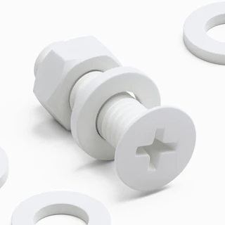 20x White PP Countersunk Plastic Screws & Bolts M6 x 20 mm, Nuts & Washers