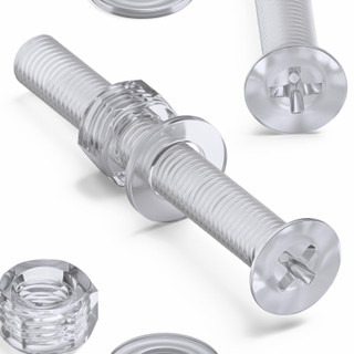20x Clear Acrylic Countersunk Screws & Bolts M5 x 40 mm, Nuts & Washers