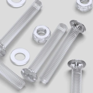 20x Clear Acrylic Countersunk Screws & Bolts M6 x 40 mm, Nuts & Washers