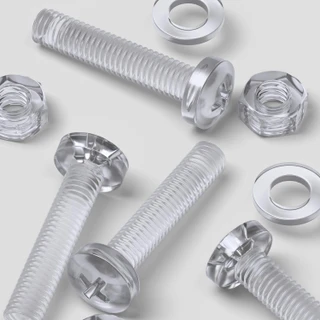 60x Clear Acrylic Pan Head Plastic Screws & Bolts M6 x 30 mm, Nuts & Washers