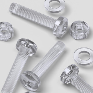 60x Clear Acrylic Pan Head Plastic Screws & Bolts M6 x 30 mm, Nuts & Washers