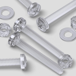 60x Clear Acrylic Pan Head Plastic Screws & Bolts M4 x 30 mm, Nuts & Washers