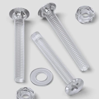 50x Clear Acrylic Countersunk Screws & Bolts M4 x 30 mm, Nuts & Washers