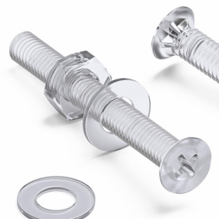 50x Clear Acrylic Countersunk Screws & Bolts M3 x 25 mm, Nuts & Washers